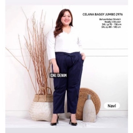 NEW HOT SALE Celana Kerja Wanita Pinggang Karet Kasual Baggy Pant Street Jumbo XXL, 5L Celana Wanita