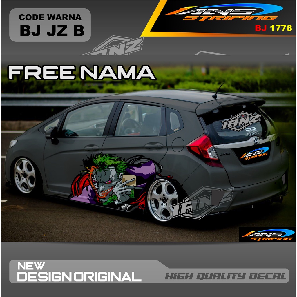 STIKER JOKER  MOBIL HONDA JAZZ  AYLA AGYA AVANZA SWIFT YARIS / STIKER MOBIL DECAL MOBIL / STIKER VARIASI MOBIL AGYA AYLA JAZZ SITI CITY / DECAL STIKER MOBIL