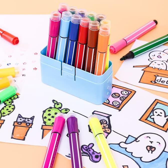 

IHOT SALEl Deli 70652 felt pen with stamp 12 colors