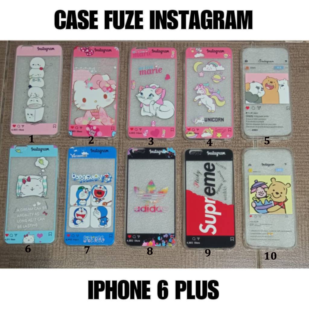 Case Fuze Glass Model Kartun Iphone 6 plus 7 8 plus XR Case Karakter untuk cewek