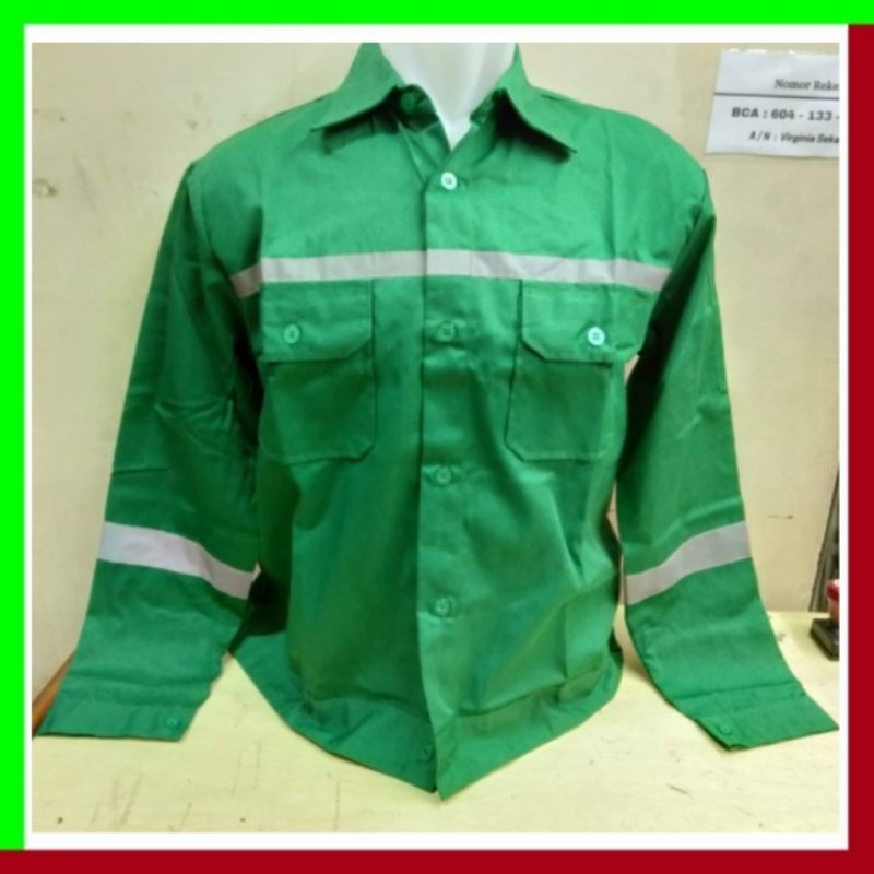 Baju Safety Proyek Lengan Panjang Warna Hijau