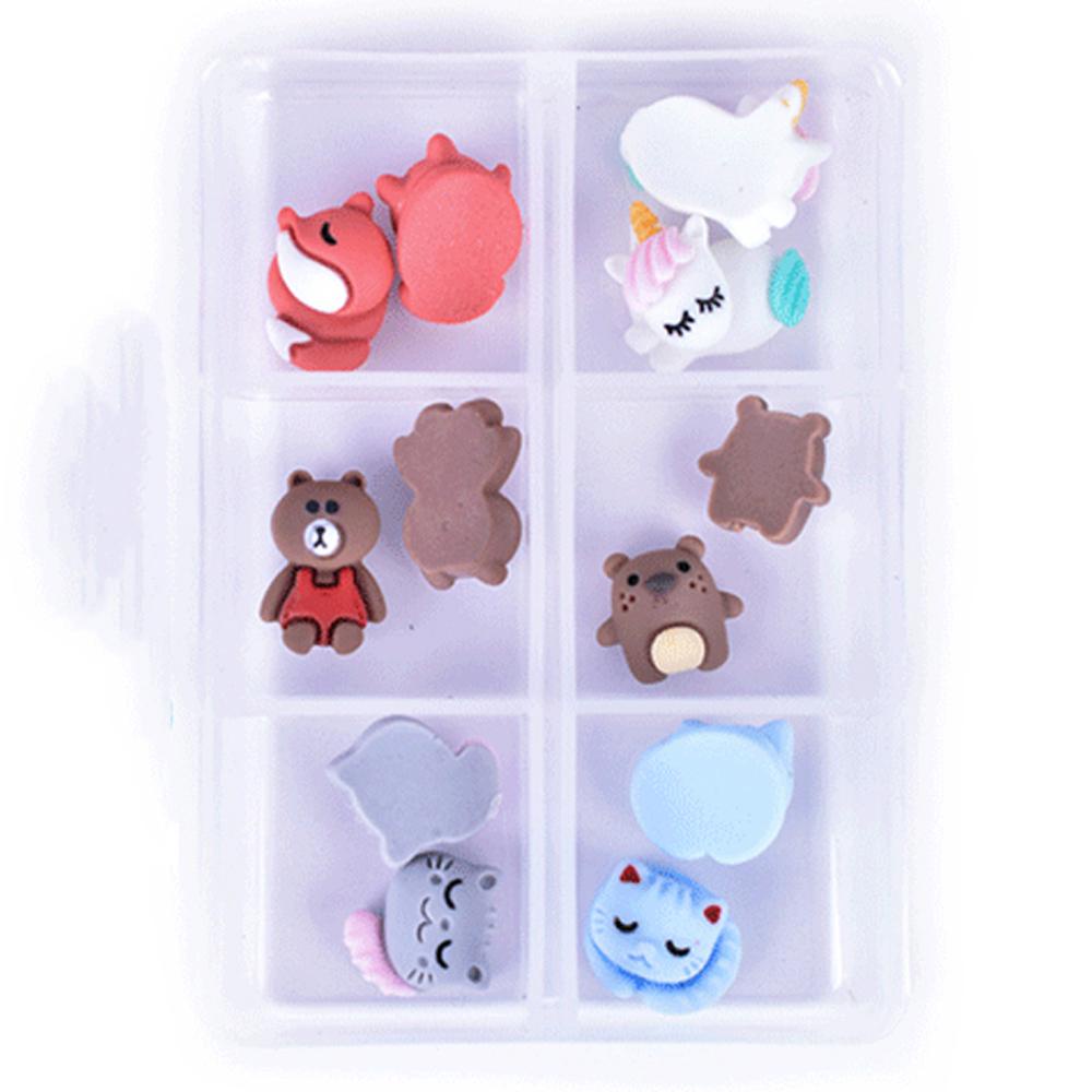 Mxbeauty 3D Dekorasi Nail Art Resin Gadis Unicorn Manicure Aksesoris Scrub Matte Bear DIY Ornamen