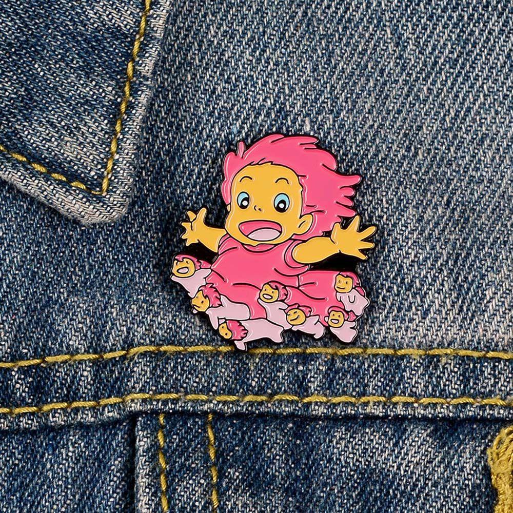 [Elegan] Ponyo Bros Lucu Kartun Perhiasan Aksesoris Di Tebing Film Kerah Bros Anime Lencana Enamel Pin