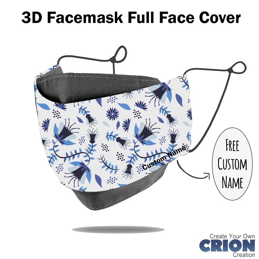 Crion - Masker 3d Full Face Cover Seri Batik Floral - Antibacterial