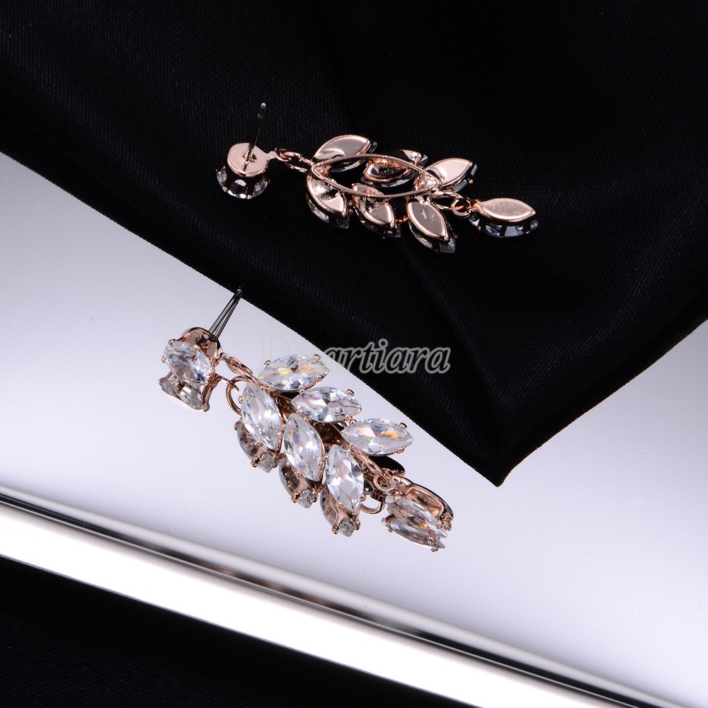 Bridal Earrings Female Full Diamond Shining Leaf Zircon Earrings