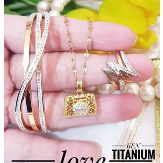 Titanium set perhiasan wanita i344