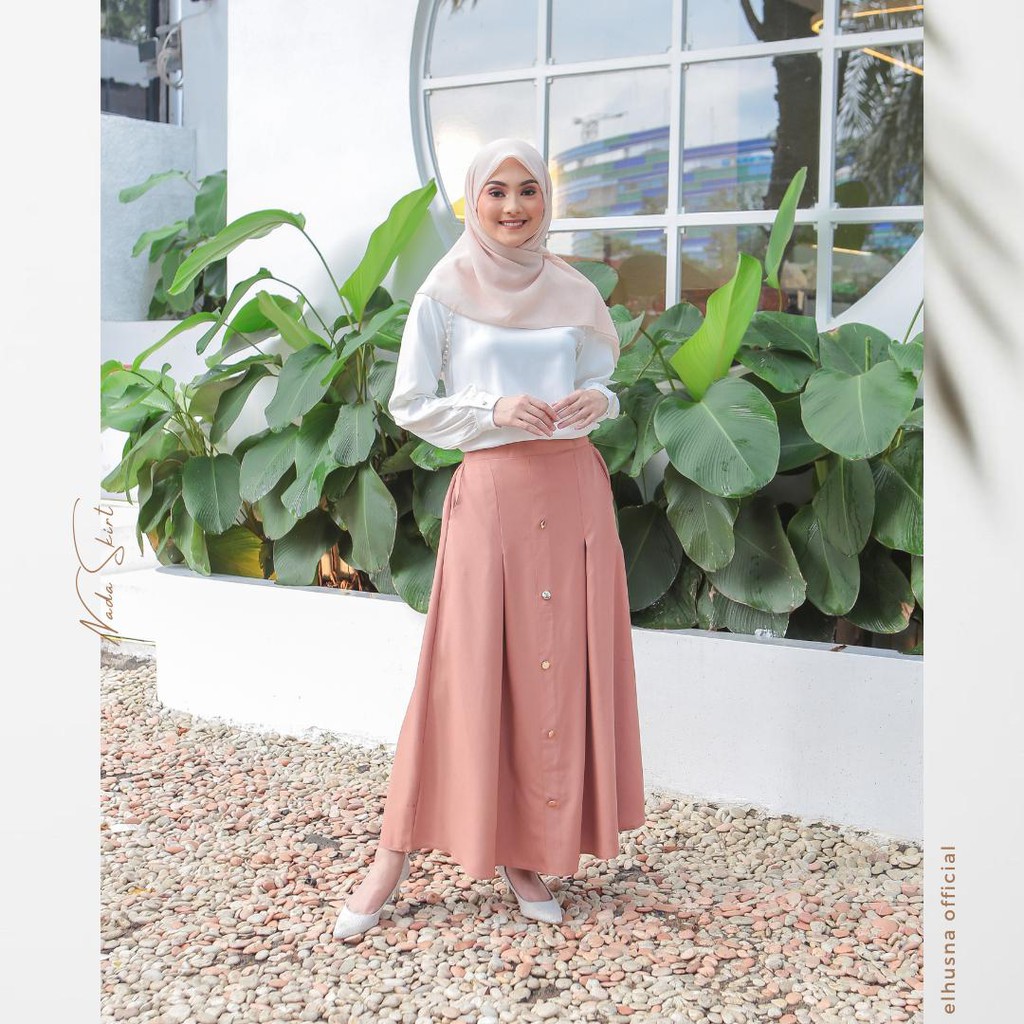 [𝐄𝐥𝐡𝐮𝐬𝐧𝐚] nada skirt / rok formal / rok lebar / rok kerja / rok panjang / bawahan wanita / rok A