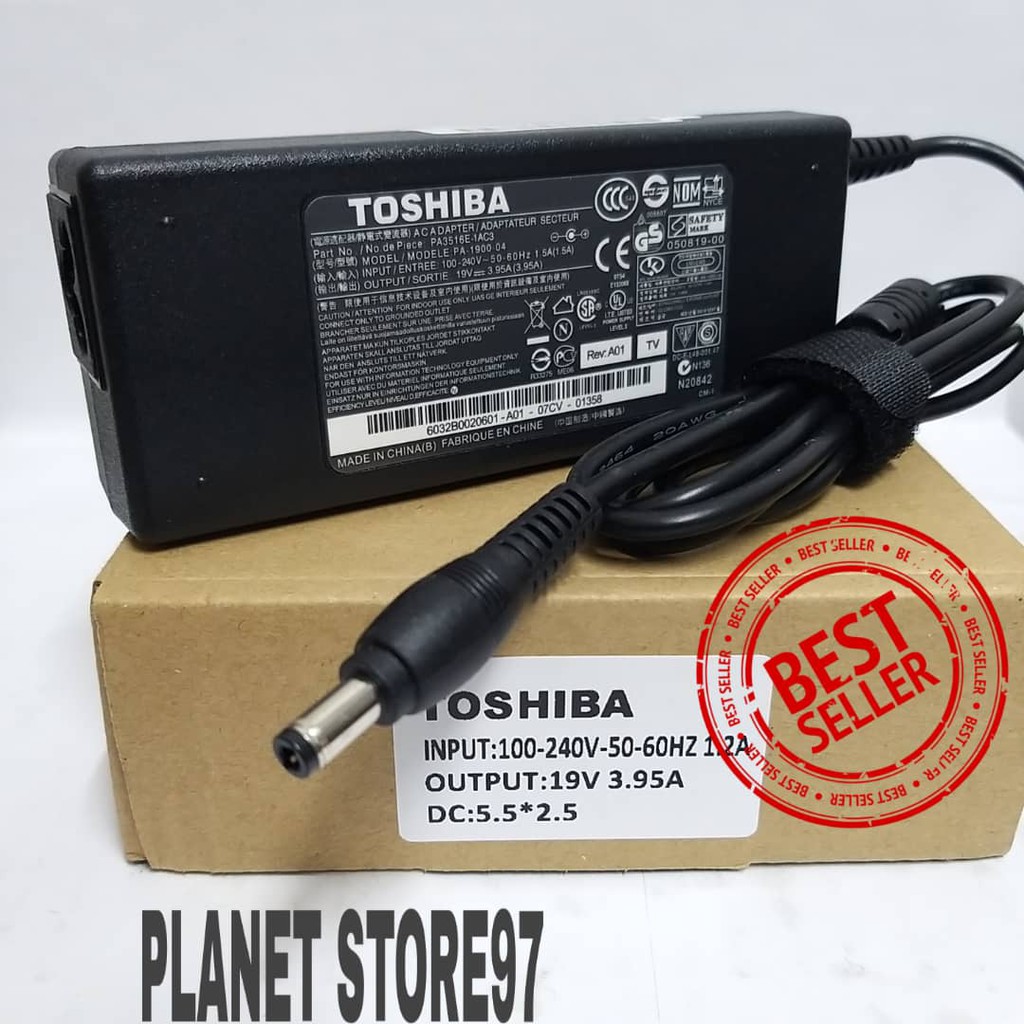 [TERLARIS]Adapator Original Toshibaa L745 L735 L740 L730 L510 A200 L310 19V 3.95A
