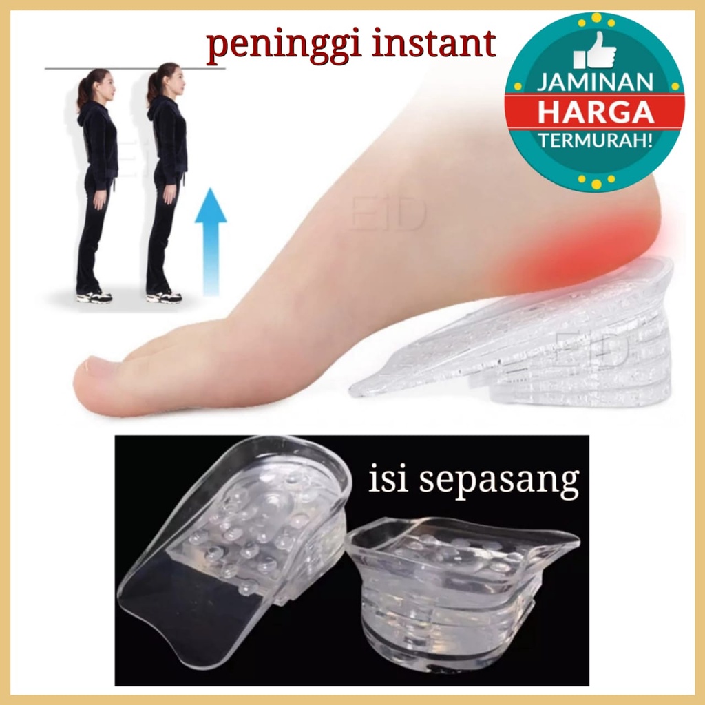 INSOLE PENINGGI BADAN GEL SILICON INVISIBLE DIKAKI ALAS SEPATU INSOLE SEPATU WANITA BANTALAN PENINGGI BADAN