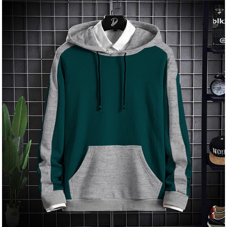 Hoodie Polos Kombinasi / Hoodie Terbaru / Hoodie Dewasa / Hoodie Pria | Yu Yaka