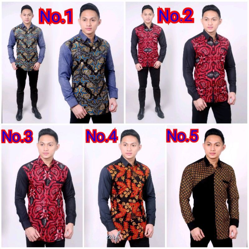 MEN SALE BATIK PRIA SLIM FIT LENGAN PANJANG KOMBINASI HITAM KATUN HQ BATIK PRIA SLIMFIT LBL 298