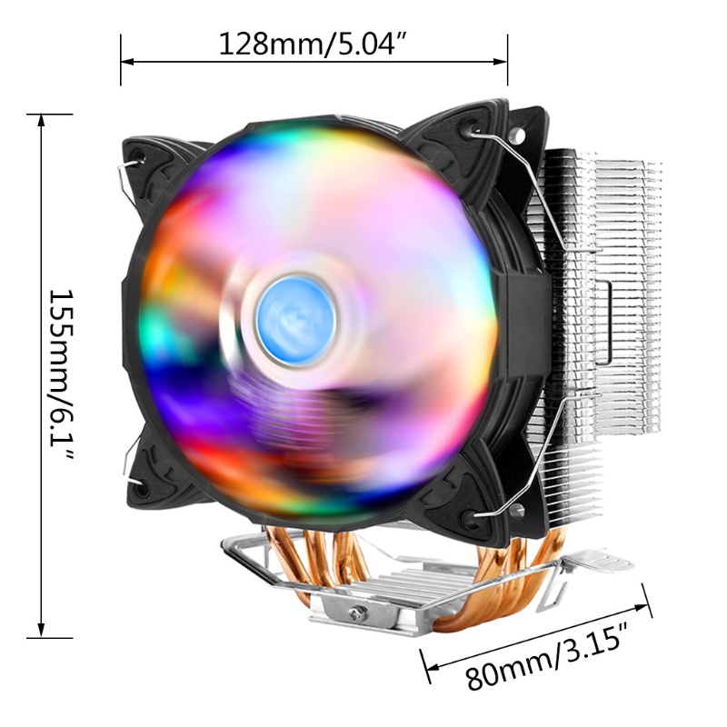 Bt CPU Cooler Silent PWM Fan Radiator RGB Warna-Warni Dengan 4pcs Tabung Tembaga 120mm Low Profile Untuk intel/Untuk amd/Lga775 /115