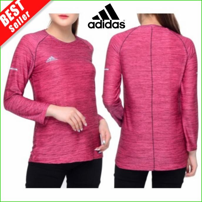 Baju Olahraga Senam Lengan Panjang Wanita Hijab Lari Kaos Fitness Gym