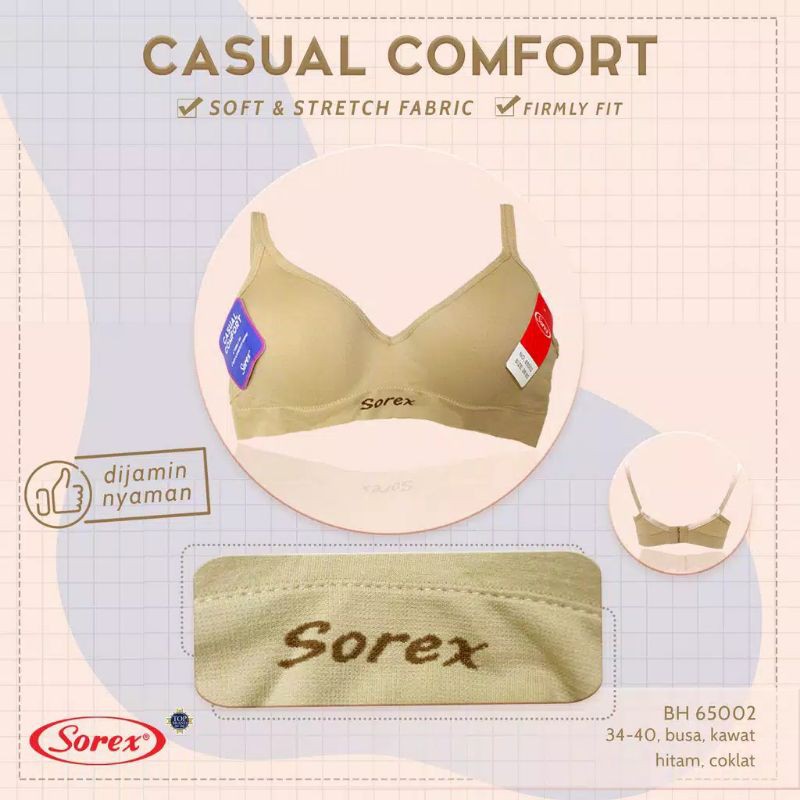 SOREX Bra Basic Casual  65002 Busa tipis  Berkawat