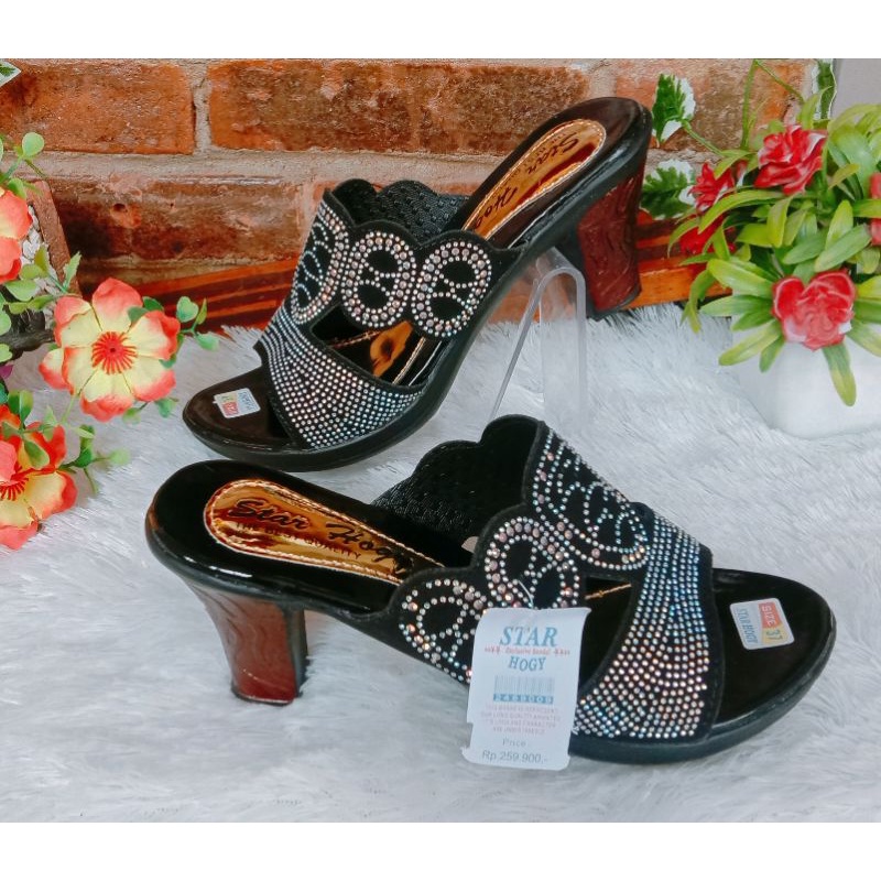 OBRAL wedges calbi merk star hogi hils 3cm dan hils 5cm/sandal cewek murah/wedges murah/wedges terlaris/sandal wedges cewek-Hils.motif bulat