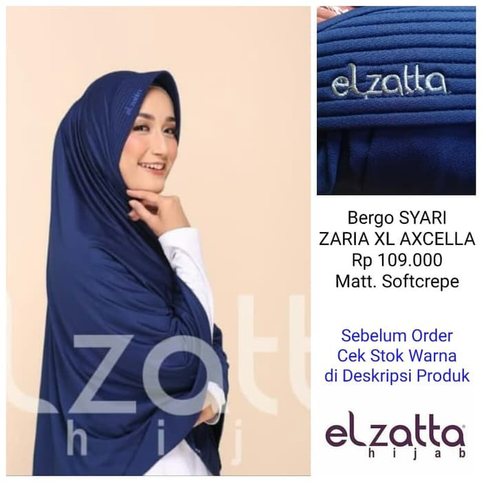 Bergo Jilbab Hijab Instan SYARI ZARIA XL AXCELLA ELZATTA Original