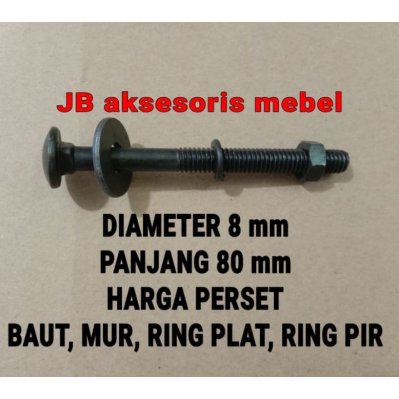 Baut Mur bemper CB 8x80mm / Baut bumper payung  pagar 8 cm