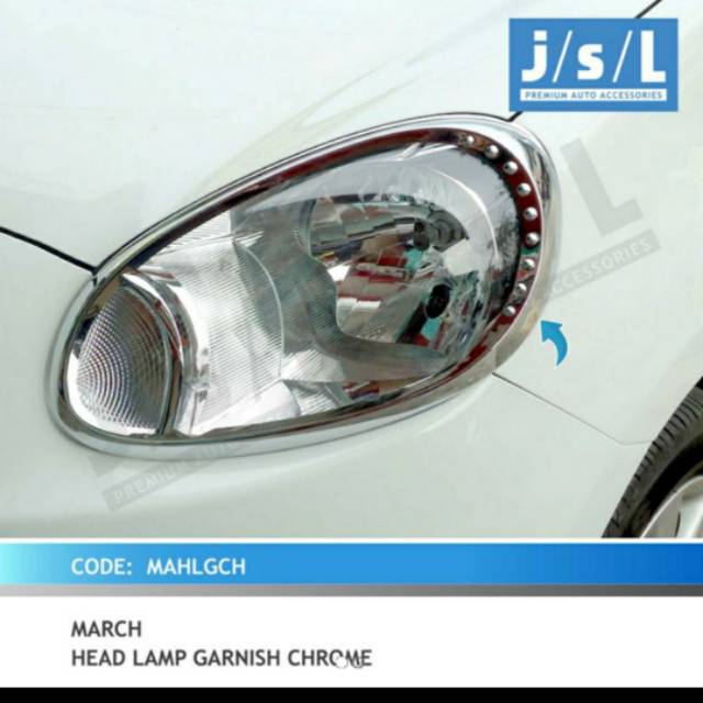 Garnish lampu depan Nissan March/ head lamp garnish chrome jsl