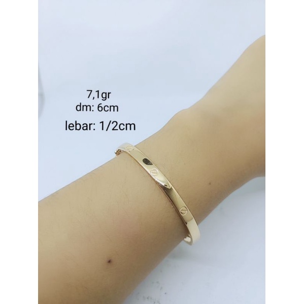 GELANG TANGAN PERAK 925 ASLI LAPIS EMAS /GELANG CART*R BANGLE POLOS /GELANG ASLI SILVER/ PERHIASAN GELANG FASHION WANITA