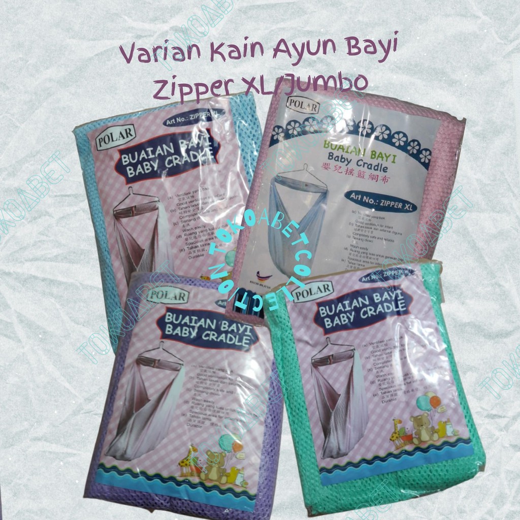 Ayunan bayi kain ayun perlengkapan baby variasi basic zipper jumbo berjaring warna warni berkualitas