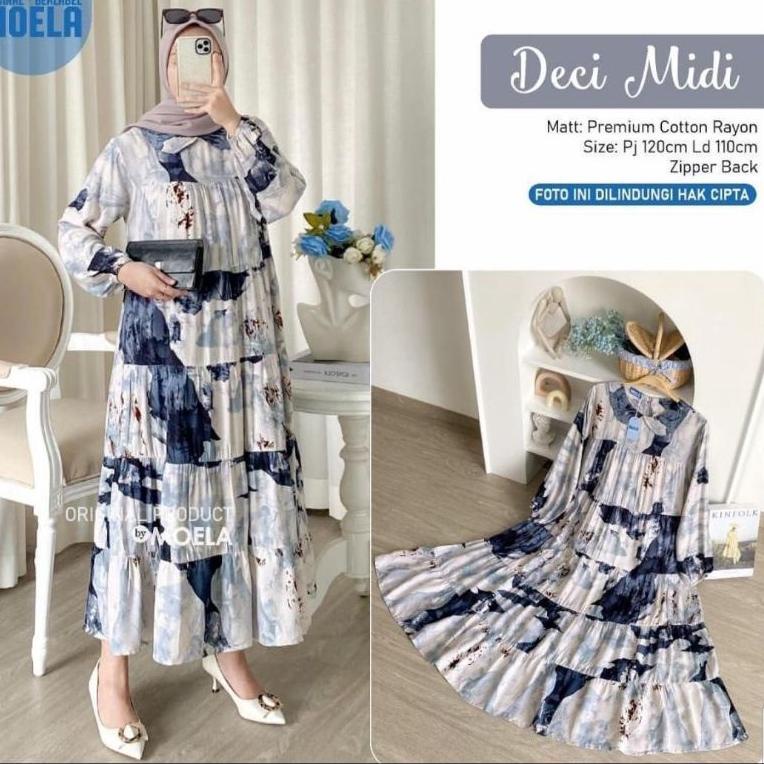W09Q [] SANSO - SIERA- MOA - ROSIE - BINE - SINMI - GARIN - ISABEL MIDI DRESS KATUN RAYON JUMBO LD 1