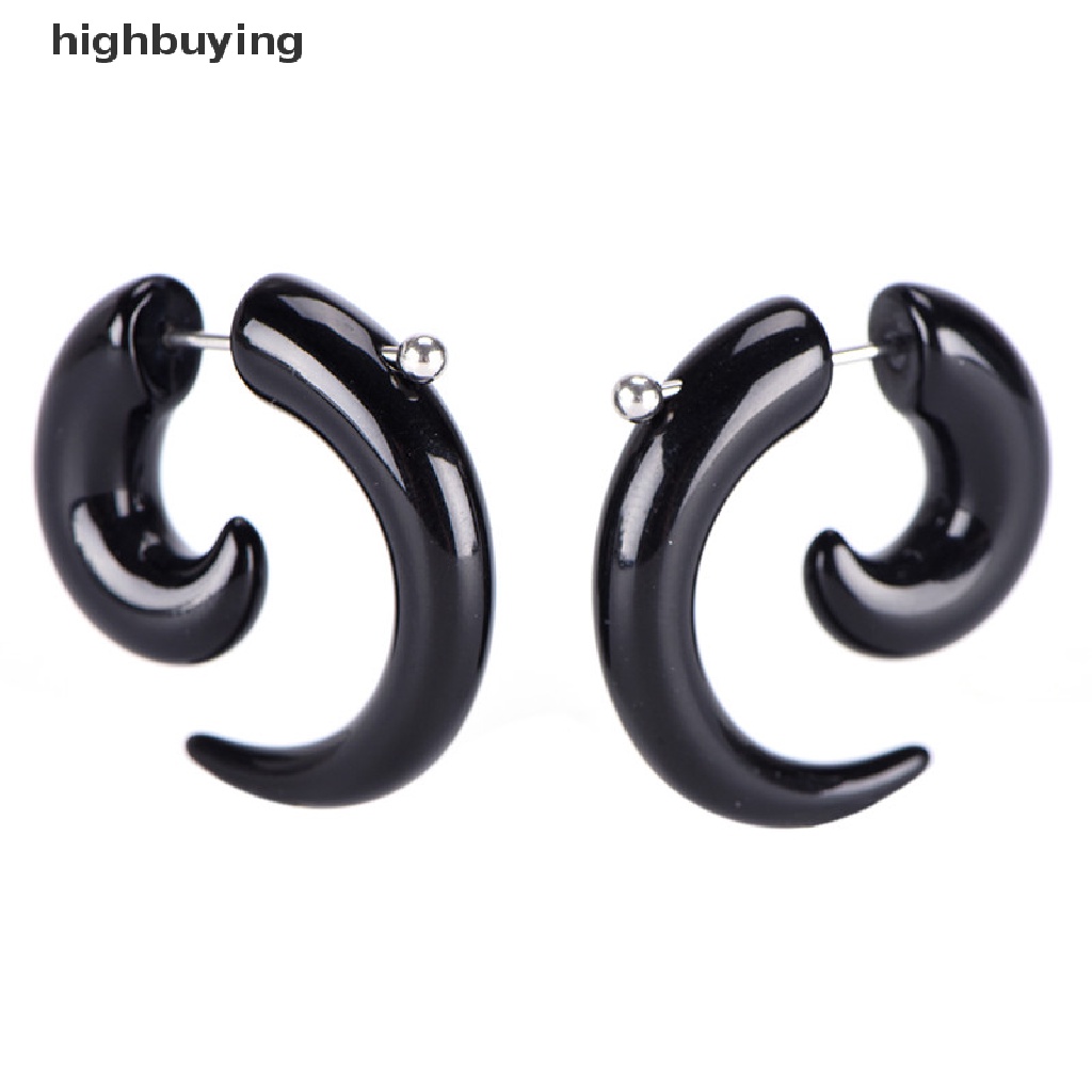 Hbid Anting Tusuk Bentuk Siput Bahan Akrilik Warna Hitam Gaya Gothic Punk Untuk Pria / Wanita