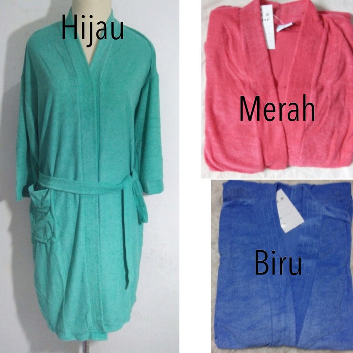 baju handuk kimono mandi dewasa warna polos - Ungu weidi wanita model lilit wearable untuk bere L3L5
