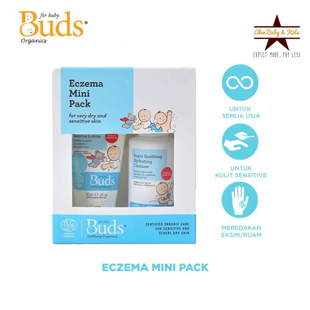 Buds Eczema Mini Pack - Super Soothing Rescue Lotion &amp; Hydrating Cleanser