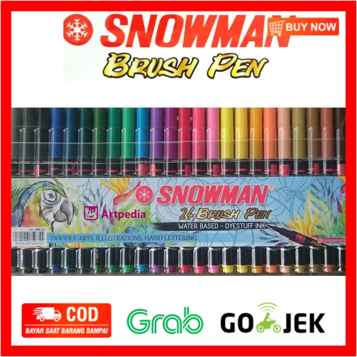 

(BISA COD) Snowman Brush Pen /Brush Pen Kuas Set 24 warna BM-24 Lettering Doodle