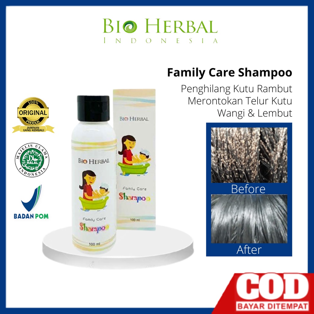 Bio Herbal Family Care Shampoo Penghilang Kutu Rambut Bau Kepala Ketombe Telor Kutu Ampuh Bersih Lembut Wangi