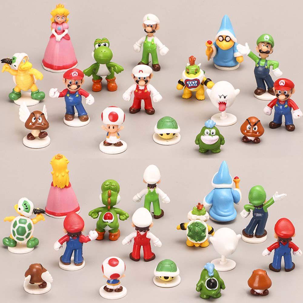 Lanfy Action Figurine Patung Lucu Model Koleksi Jamur Peach Mario Model Anime Bros Super Mario