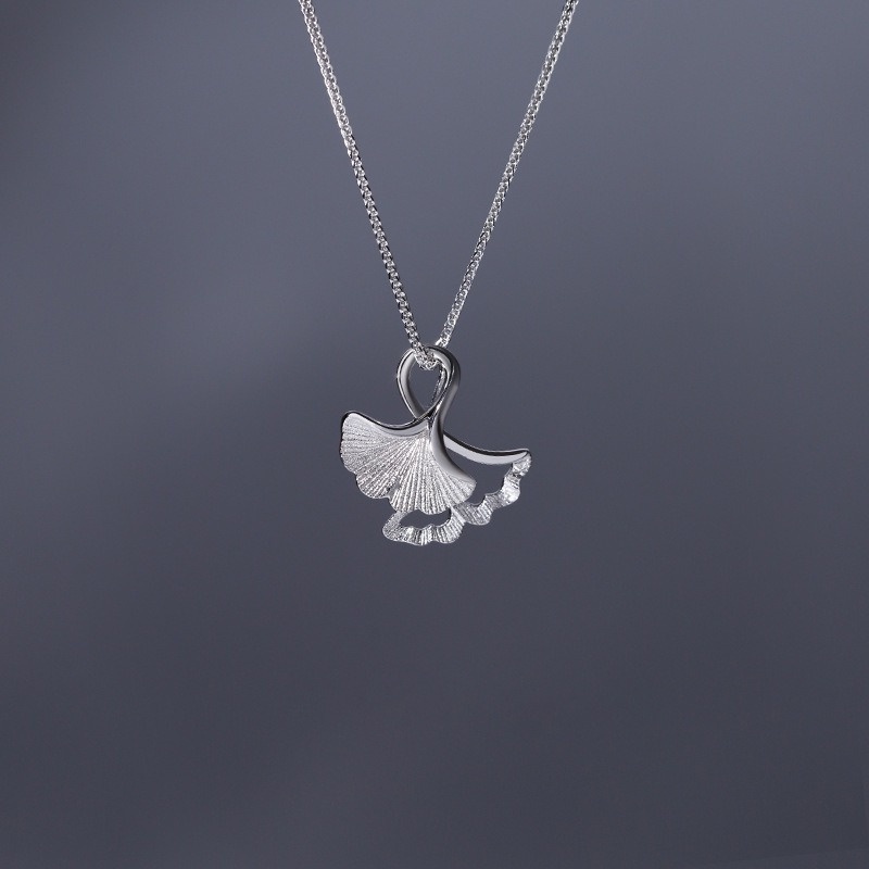 We Flower Chic Silver Ginkgo Leaf Pendant Necklace for Women Girls