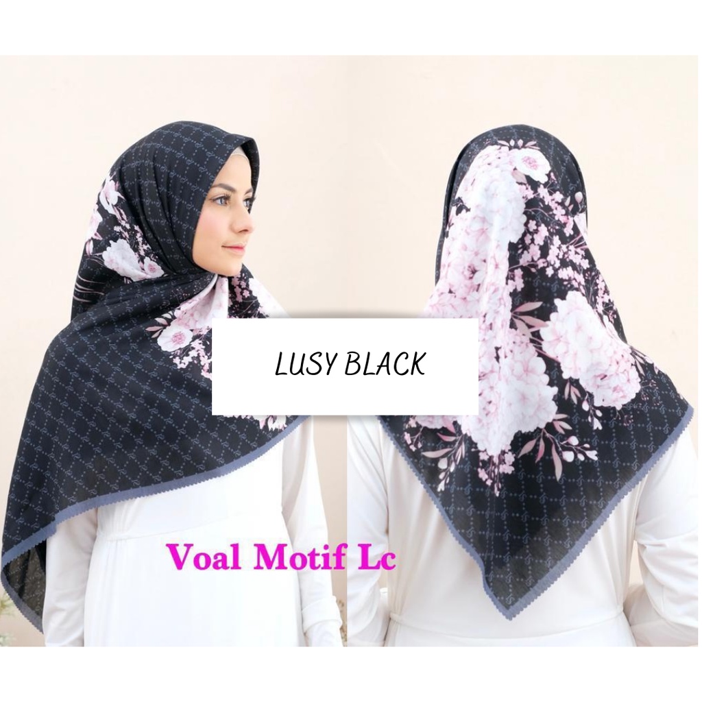 COD PROMO DENAY KW HIJAB SEGIEMPAT VOAL MOTIF / JILBAB DEENAY KW MOTIF TERMURAH-LUSY BLACK