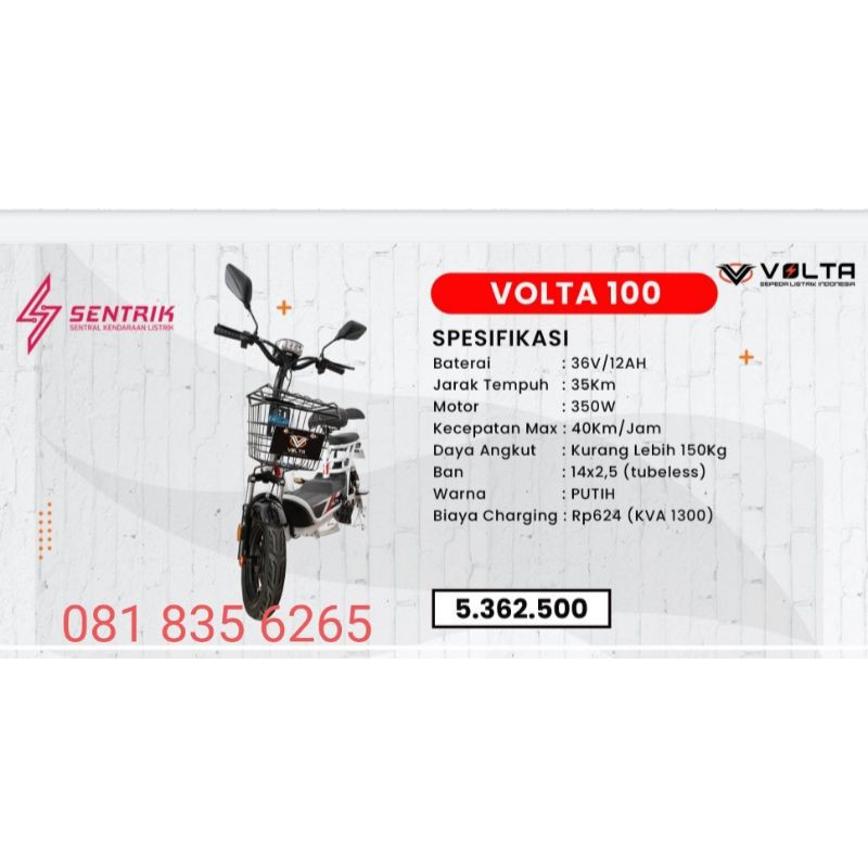 Sepeda Listrik / Volta 100 / Electric Bike / E Bike / Electric Motor / Scooter / Skuter / E Motor