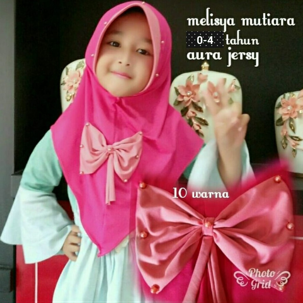 Jilbab Anak Aura Jersey Pita Mutiara