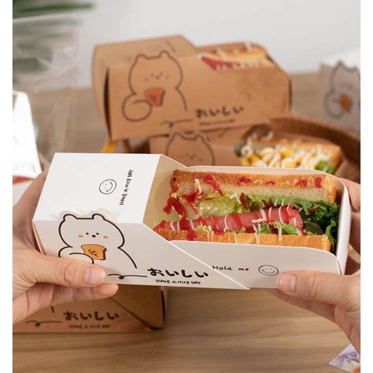 box sandwich box/box burger/sandwich/box kentang/box gorengan/box toast/box roti bakar/box roti/ bak