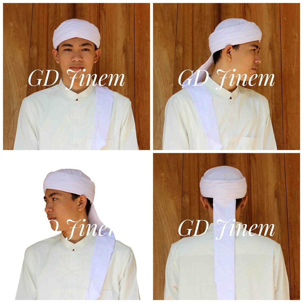 Imamah Praktis Putih Tinggal Pakai, Imamah Instan, Sorban Imamah, Kopiah Sorban, Peci Imamah