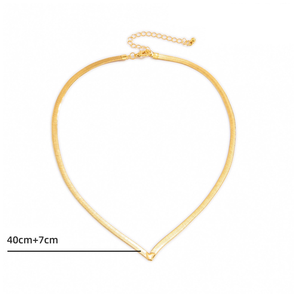 Hu Hu Hu Hu Hu Alat Bantu Pasang Kacamata♡ Kalung Choker Rantai Bentuk V Datar Ringan Gaya Hip Hop Untuk Wanita