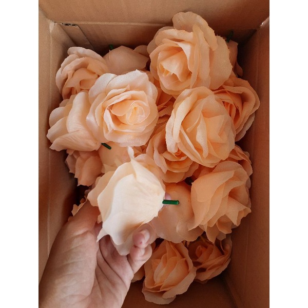 BUNGA ARTIFICIAL/BUNGA MAWAR ARTIFICIAL-Orange muda