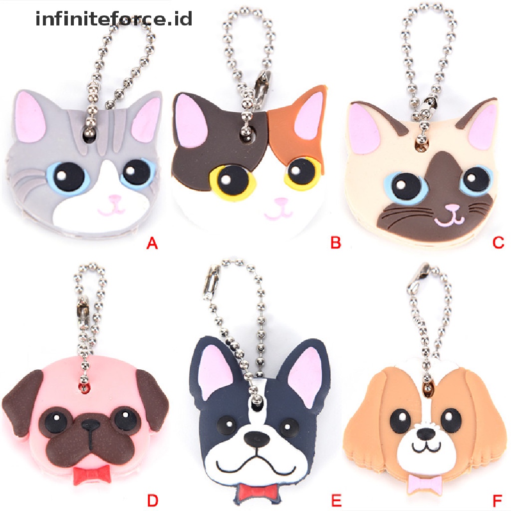 (infiniteforce.id) Gantungan Kunci Bentuk Anjing / Kucing / Kelinci Bahan Silikon PVC