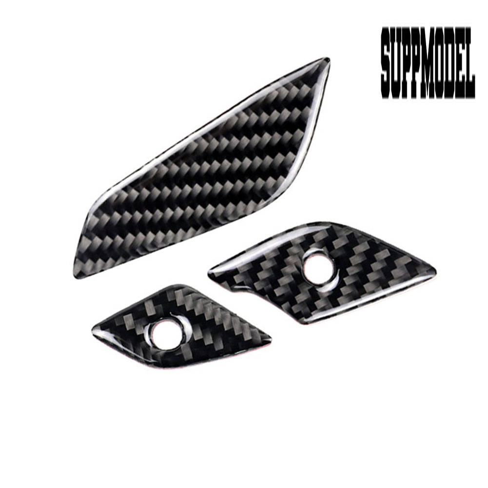 3pcs Stiker Cover Stir Mobil Bahan Carbon Fiber Untuk Cadillac XT5 2016-2017