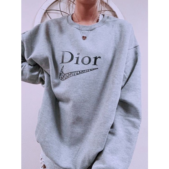 Sweater Pria Big Size DIOR Sweater Fleece Big Size Crewneck Pria Size M - XXXXXXL