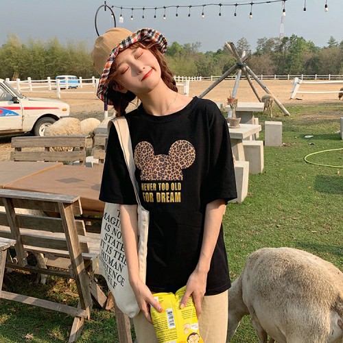 TBI Kaos Mickey To Dream T-Shirt Oversized Lisa Blackpink Loose Shirt