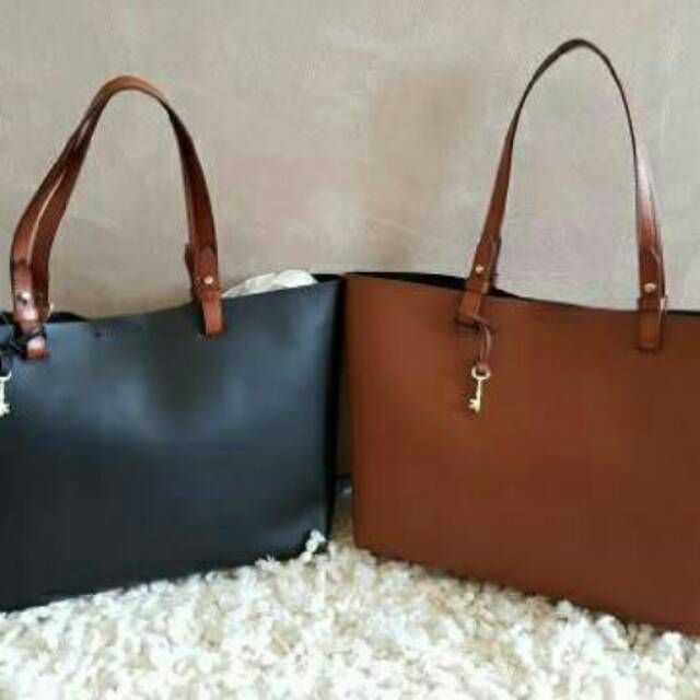 FOSSIL RACHEL TOTE BLACK BROWN