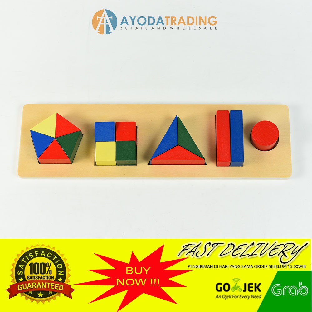 Mainan Edukasi Puzzle Tangram 5 Shapes Belajar Pecahan