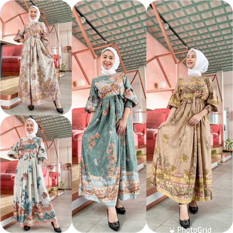 GAMIS TANGAN BALON PAKAIAN WANITA GAMIS BUSUI HOMEDRESS BALON MAXI DRESS BALON