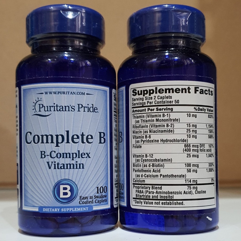 Puritan's Pride Complete B Complex 100 Caplets Puritan Vitamin B