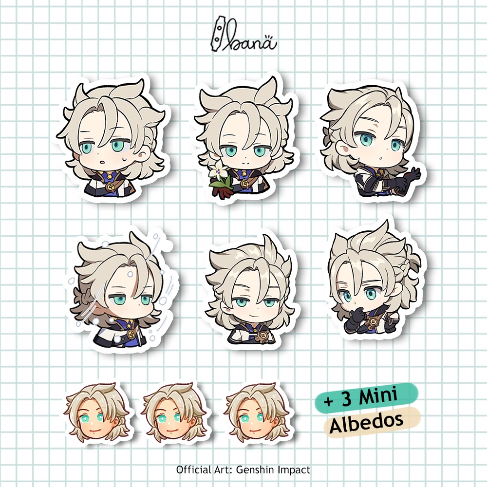 

Stiker Genshin Impact Albedo SATU PAKET Sticker Vinyl Waterproof Bijian | BANA