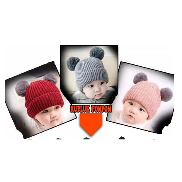 topi bayi POMPOM perlengkapan bayi baru lahir