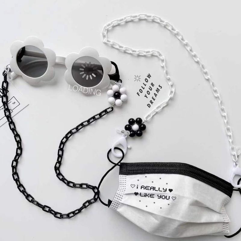 PROMO 4.4 Strap Masker Import 2in1 Rantai Kacamata Hiasan Manik Bunga Bulat Simple / Gantungan Masker / Kalung Masker